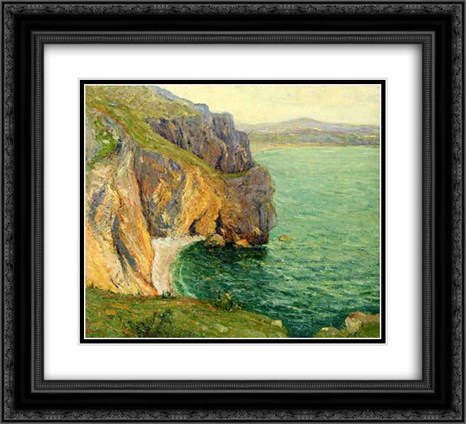 The Cliffs at Polhor 22x20 Black Ornate Wood Framed Art Print Poster with Double Matting by Maufra, Maxime