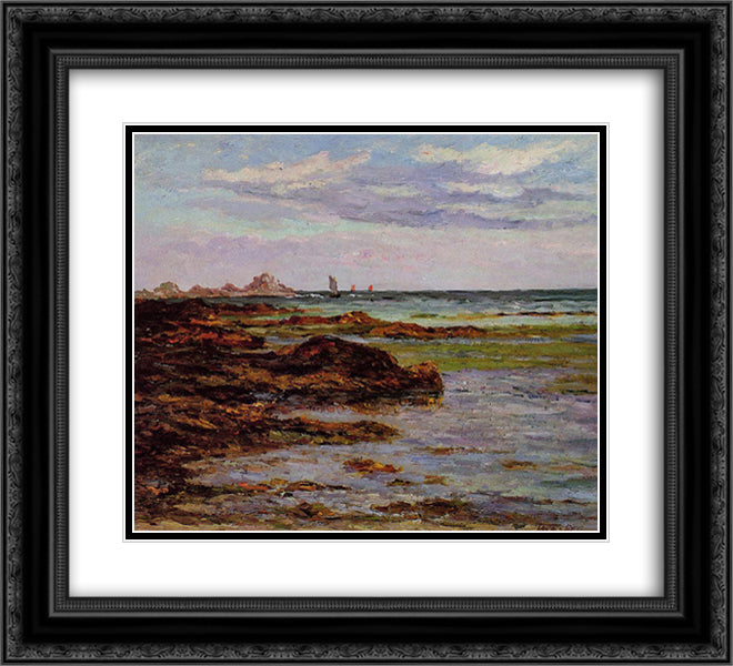 The Coastline in Brittany 22x20 Black Ornate Wood Framed Art Print Poster with Double Matting by Maufra, Maxime