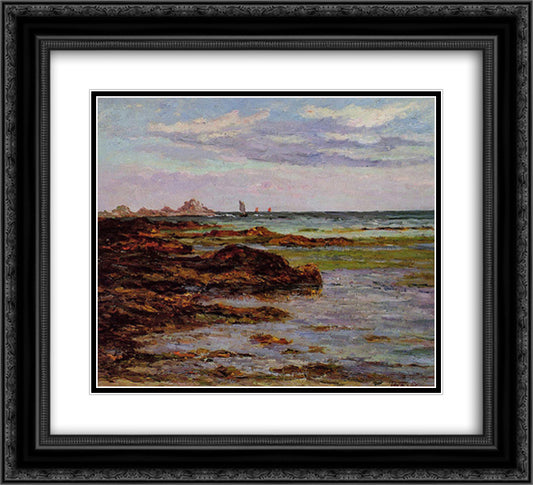 The Coastline in Brittany 22x20 Black Ornate Wood Framed Art Print Poster with Double Matting by Maufra, Maxime