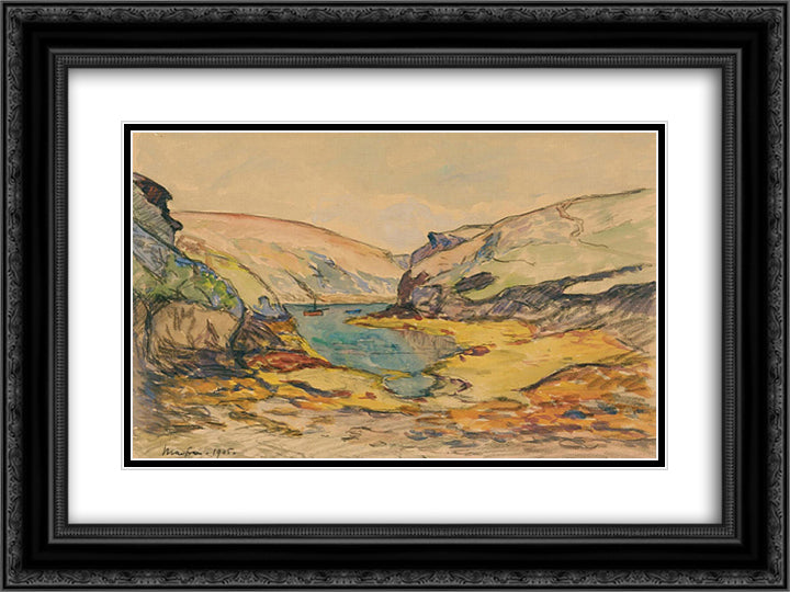 The Conch at Vieux-Chateau 24x18 Black Ornate Wood Framed Art Print Poster with Double Matting by Maufra, Maxime