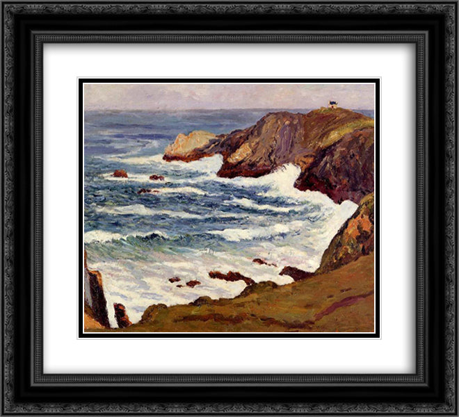 The Cove at Cape Suzon 22x20 Black Ornate Wood Framed Art Print Poster with Double Matting by Maufra, Maxime