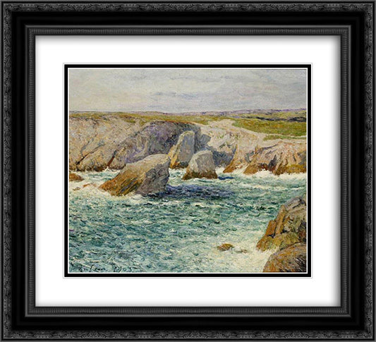 The creek shore of Quibero 22x20 Black Ornate Wood Framed Art Print Poster with Double Matting by Maufra, Maxime