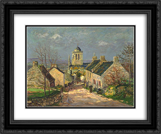 The descending street at Locronan 24x20 Black Ornate Wood Framed Art Print Poster with Double Matting by Maufra, Maxime