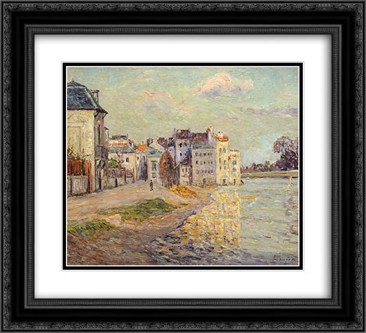 The Embankment of Lagny under Flood Water 22x20 Black Ornate Wood Framed Art Print Poster with Double Matting by Maufra, Maxime