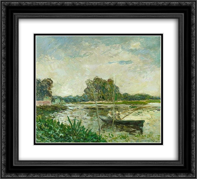 The fishermen 22x20 Black Ornate Wood Framed Art Print Poster with Double Matting by Maufra, Maxime