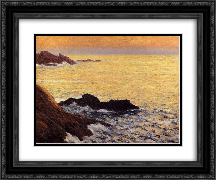 The Golden Sea - Quiberon 24x20 Black Ornate Wood Framed Art Print Poster with Double Matting by Maufra, Maxime