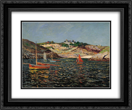 The Heart of the Port of Goulphar, Belle-Ile en Mer 24x20 Black Ornate Wood Framed Art Print Poster with Double Matting by Maufra, Maxime