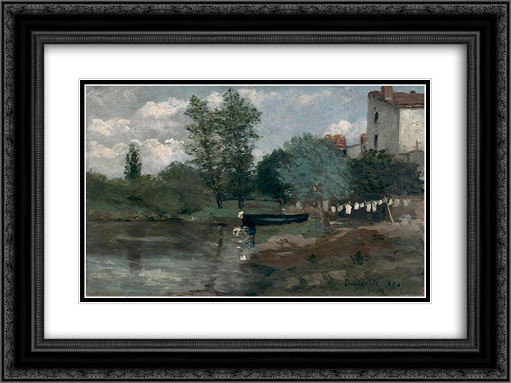 The High Island 24x18 Black Ornate Wood Framed Art Print Poster with Double Matting by Maufra, Maxime