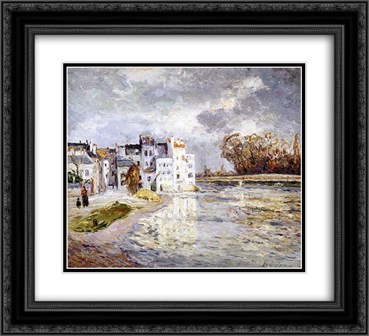 The Marne at Lagny 22x20 Black Ornate Wood Framed Art Print Poster with Double Matting by Maufra, Maxime