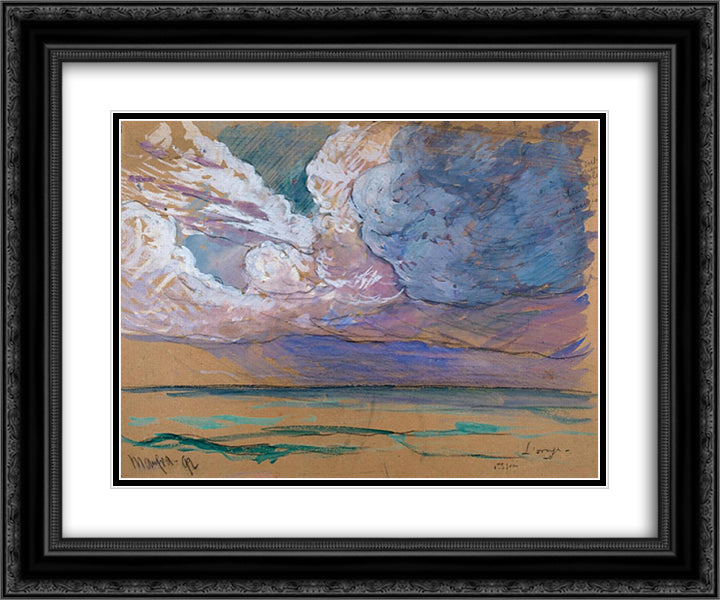 The storm 24x20 Black Ornate Wood Framed Art Print Poster with Double Matting by Maufra, Maxime