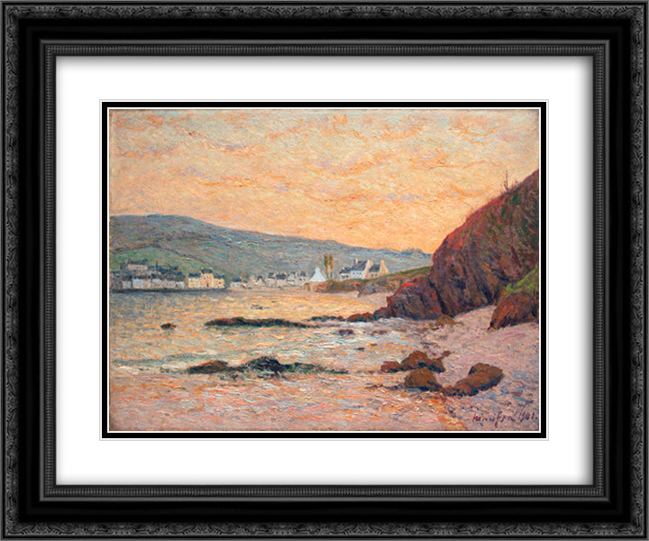 The Village, Morgat 24x20 Black Ornate Wood Framed Art Print Poster with Double Matting by Maufra, Maxime