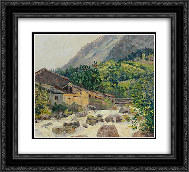 The village on the river, Bozel 22x20 Black Ornate Wood Framed Art Print Poster with Double Matting by Maufra, Maxime