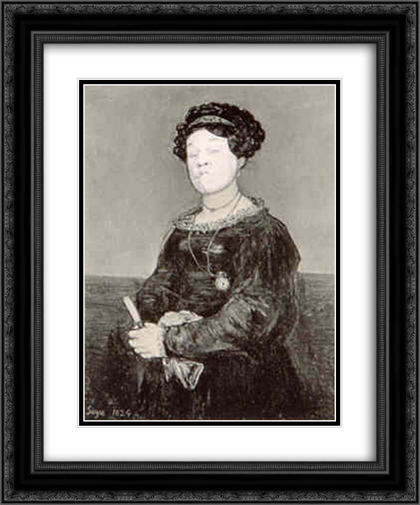 Ridiculous Portrait (Goya seated female) 20x24 Black Ornate Wood Framed Art Print Poster with Double Matting by Wilson, May