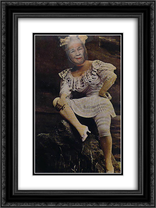 Ridiculous Portrait (Woman in a Bathing Costume) 18x24 Black Ornate Wood Framed Art Print Poster with Double Matting by Wilson, May