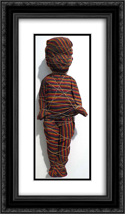 Wrapped Doll (striped) 14x24 Black Ornate Wood Framed Art Print Poster with Double Matting by Wilson, May