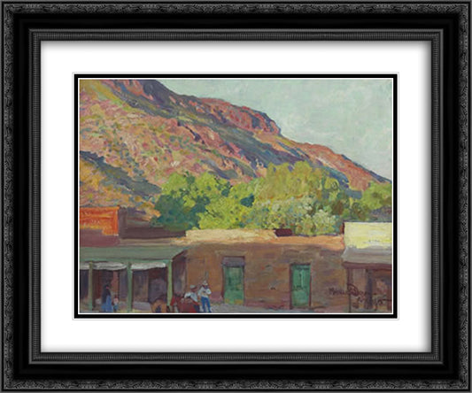Adobe Town 24x20 Black Ornate Wood Framed Art Print Poster with Double Matting by Maynard Dixon