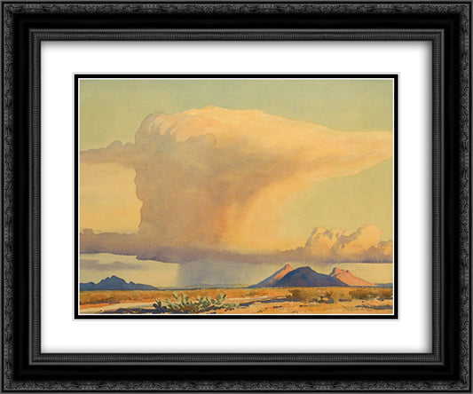 Drought and Downpour 24x20 Black Ornate Wood Framed Art Print Poster with Double Matting by Maynard Dixon