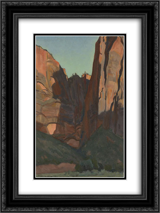 Notch in the Wall, Zion National Park, August 1933 18x24 Black Ornate Wood Framed Art Print Poster with Double Matting by Maynard Dixon