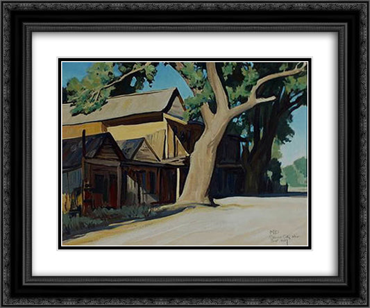 Old Chinatown, Carson City Nevada 24x20 Black Ornate Wood Framed Art Print Poster with Double Matting by Maynard Dixon