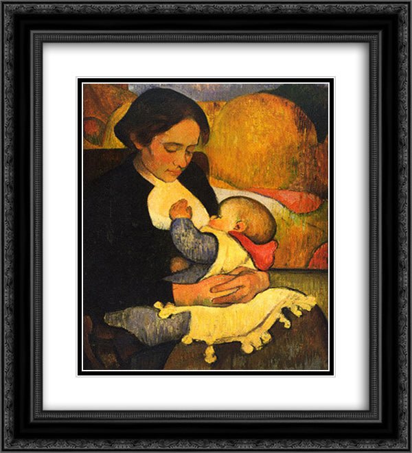 Maternity Mary Henry Breastfeeding 20x22 Black Ornate Wood Framed Art Print Poster with Double Matting by Haan, Meijer de