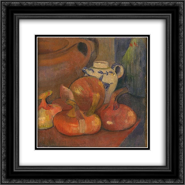 Nature morte, Pichet et Oignons 20x20 Black Ornate Wood Framed Art Print Poster with Double Matting by Haan, Meijer de