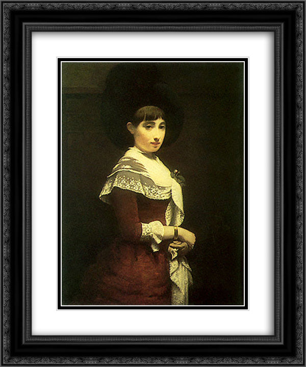 Portrait of a young Jewish woman 20x24 Black Ornate Wood Framed Art Print Poster with Double Matting by Haan, Meijer de