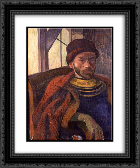Self-portrait in Breton Costume 20x24 Black Ornate Wood Framed Art Print Poster with Double Matting by Haan, Meijer de