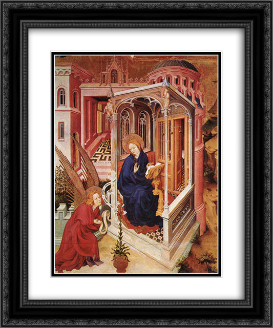 The Annunciation (from Altar of Philip the Bold) 20x24 Black Ornate Wood Framed Art Print Poster with Double Matting by Broederlam, Melchior