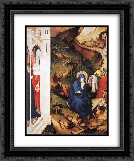 The Flight into Egypt (from Altar of Philip the Bold) 20x24 Black Ornate Wood Framed Art Print Poster with Double Matting by Broederlam, Melchior