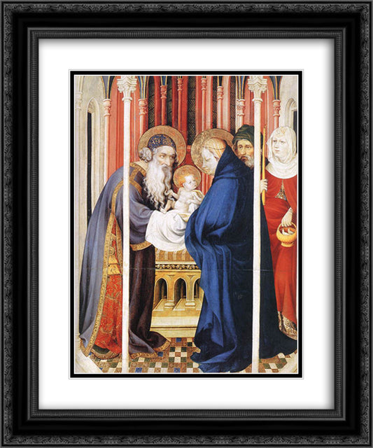 The Presentation of Christ (from Altar of Philip the Bold) 20x24 Black Ornate Wood Framed Art Print Poster with Double Matting by Broederlam, Melchior