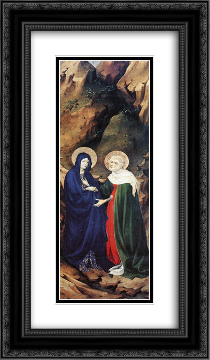 The Visitation (from Altar of Philip the Bold) 14x24 Black Ornate Wood Framed Art Print Poster with Double Matting by Broederlam, Melchior