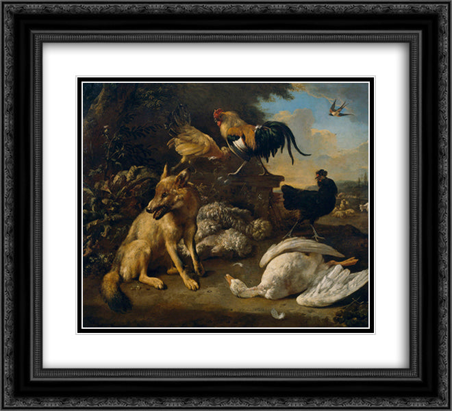 Still life with animals 22x20 Black Ornate Wood Framed Art Print Poster with Double Matting by Hondecoeter, Melchior de