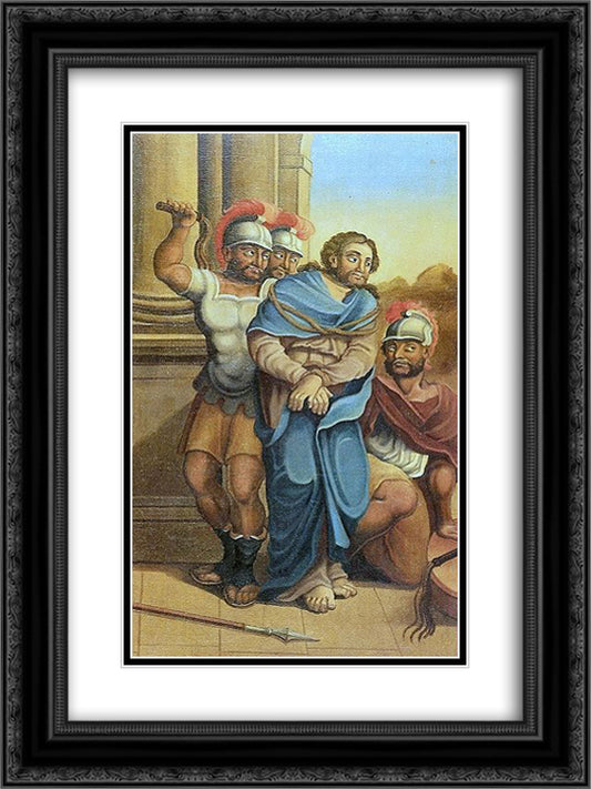 A FlagelacÆ’o de Cristo 18x24 Black Ornate Wood Framed Art Print Poster with Double Matting by Ataide, Mestre