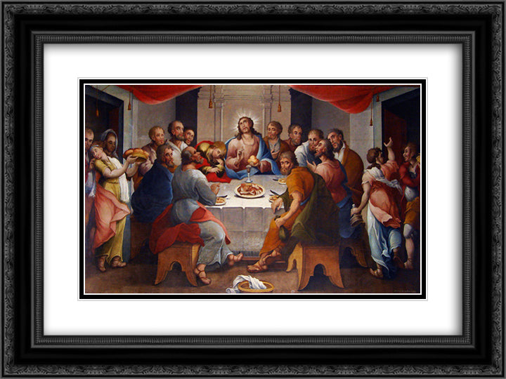 A Æ’a¡ltima Ceia 24x18 Black Ornate Wood Framed Art Print Poster with Double Matting by Ataide, Mestre