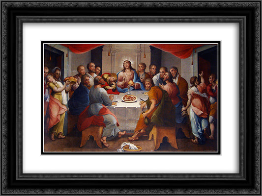 A Æ’a¡ltima Ceia 24x18 Black Ornate Wood Framed Art Print Poster with Double Matting by Ataide, Mestre