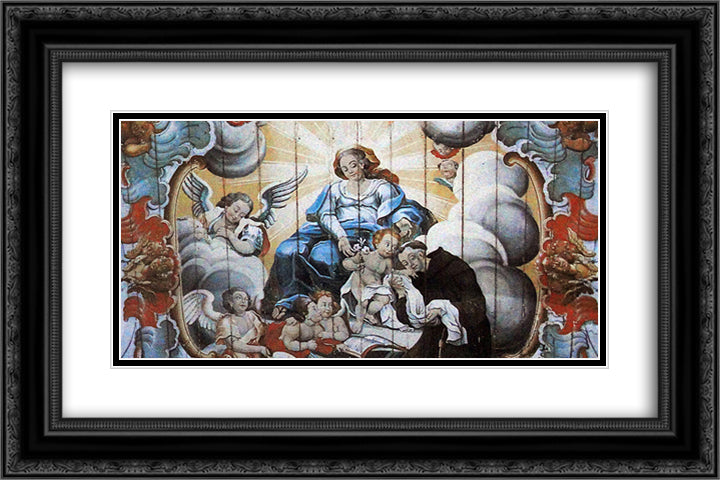 A Virgem entrega o Menino Jesus a Santo Antonio de Padua (detail) 24x16 Black Ornate Wood Framed Art Print Poster with Double Matting by Ataide, Mestre