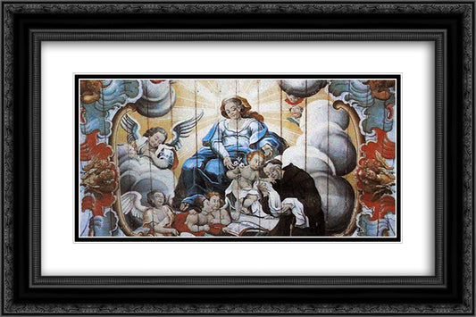 A Virgem entrega o Menino Jesus a Santo Antonio de Padua (detail) 24x16 Black Ornate Wood Framed Art Print Poster with Double Matting by Ataide, Mestre