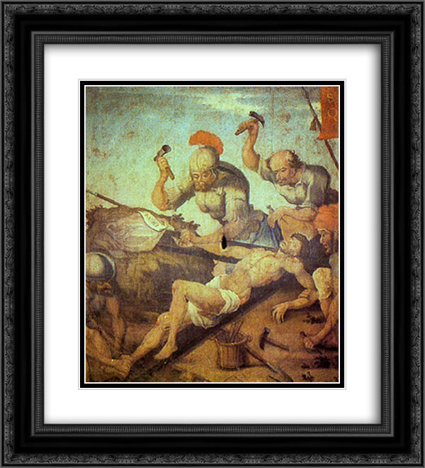 Crucifixion of Christ 20x22 Black Ornate Wood Framed Art Print Poster with Double Matting by Ataide, Mestre
