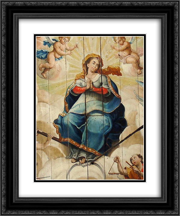 Nossa Senhora da PorciÆ’oncula 20x24 Black Ornate Wood Framed Art Print Poster with Double Matting by Ataide, Mestre