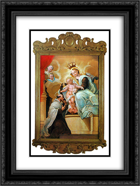 Nossa Senhora do Carmo e SÆ’o SimÆ’o Stock 18x24 Black Ornate Wood Framed Art Print Poster with Double Matting by Ataide, Mestre