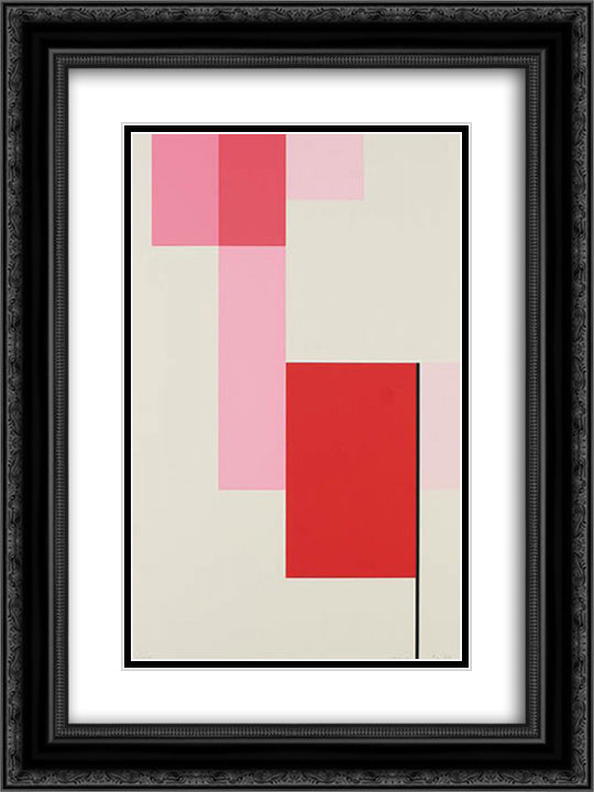 Composition 18x24 Black Ornate Wood Framed Art Print Poster with Double Matting by Seuphor, Michel