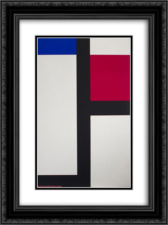 Composition II 18x24 Black Ornate Wood Framed Art Print Poster with Double Matting by Seuphor, Michel