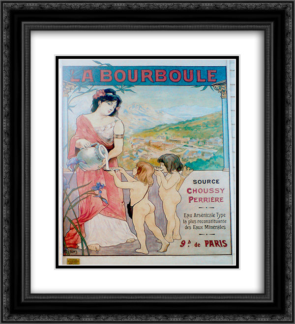 Affiche La Bourboule 20x22 Black Ornate Wood Framed Art Print Poster with Double Matting by Simonidy, Michel