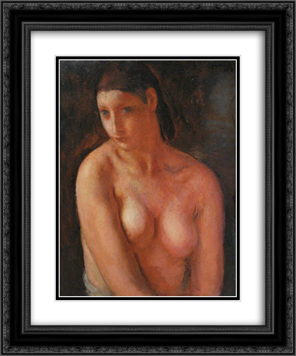 Bust de jeune fille 20x24 Black Ornate Wood Framed Art Print Poster with Double Matting by Simonidy, Michel