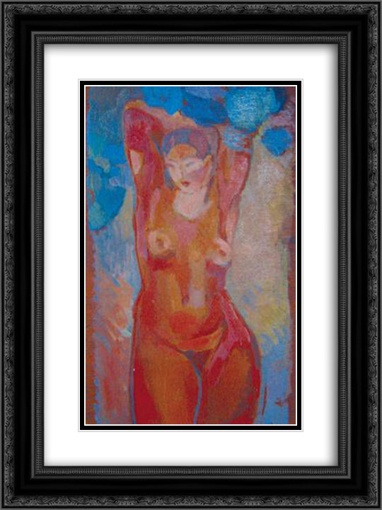 Nude 18x24 Black Ornate Wood Framed Art Print Poster with Double Matting by Simonidy, Michel