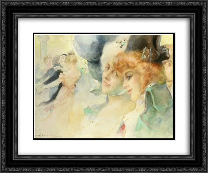 The Ball 24x20 Black Ornate Wood Framed Art Print Poster with Double Matting by Simonidy, Michel