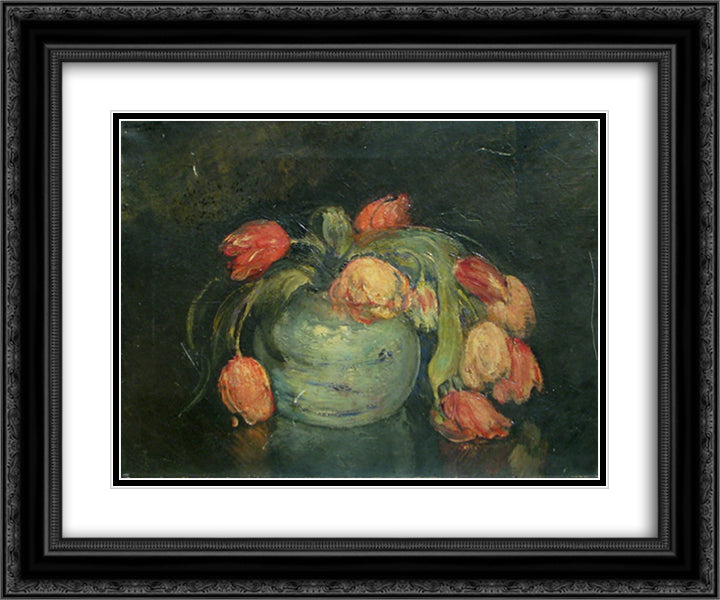 Tulipes 24x20 Black Ornate Wood Framed Art Print Poster with Double Matting by Simonidy, Michel