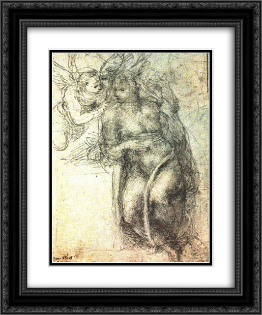 Annunciation (study) 20x24 Black Ornate Wood Framed Art Print Poster with Double Matting by Michelangelo