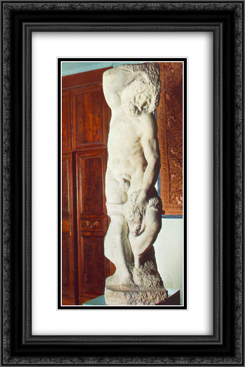 Bearded Slave 16x24 Black Ornate Wood Framed Art Print Poster with Double Matting by Michelangelo