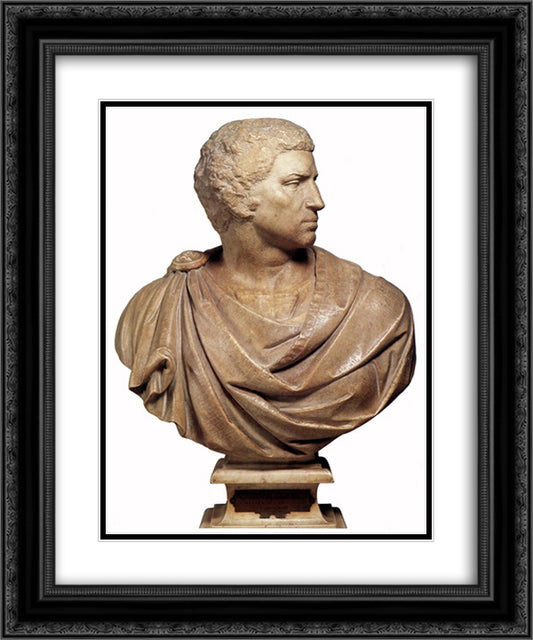 Bust of Brutus 20x24 Black Ornate Wood Framed Art Print Poster with Double Matting by Michelangelo